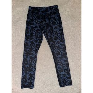 Zyia Active Women’s Black Blue Tropical Floral Leggings Size 4 NWOT